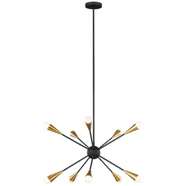 Elstead Lighting Kronleuchter Deckenlampe Hängelampe Sputnik Esszimmer LED 10 Flammig Schwarz