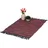 Relaxdays Flickenteppich, 60x100 cm, Baumwolle Leder, handgewebt, Schwarze Fransen, rutschfest, Fleckerlteppich, rot