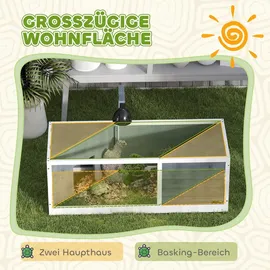 PawHut Schildkrötenhaus aus Holz, Schildkrötengehege mit zwei Haupthäusern, Grau