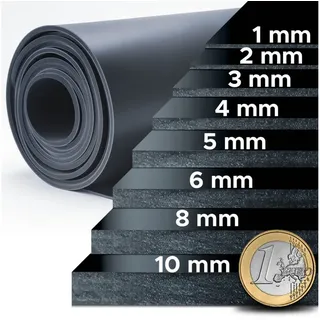 Nova Forma Gummimatte NR/SBR Glatt - Vollgummi Meterware in vielen Stärken, Gummiplatten vielseitig einsetzbar in Werkstatt, Beruf & Privat schwarz 100 cm x 100 cm x 2 mm