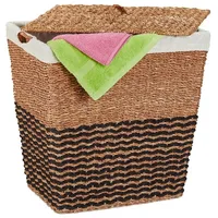 Relaxdays Wäschekorb 87 L Beige,Hellbraun,Schwarz