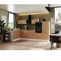 Respekta Selection Vormontierte Winkelküche Elisabeth (B x T: 340 x 175 cm, Farbe Front: Artisan Eiche, Farbe Korpus: Weiß, Mit Elektrogeräten)