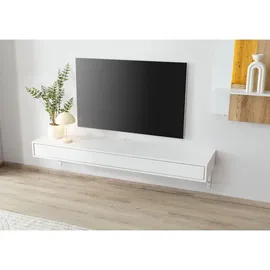 Massivmoebel24 Wien Lowboard 180 cm x 17 cm x 43 cm Weiß Lackiert Holz