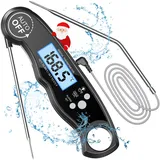 CIRYCASE Weinthermometer Fleischthermometer Digital, Sofort Lesen Bratenthermometer Grillthermometer, Externe Lange Sonde mit 102cm-Edelstahlkabel, Alarmeinstellung, Backofenthermometer für Küche, BBQ