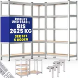 monzana MONZANA® 3er Set Schwerlastregal Eckregal 2625 kg 15 MDF-Platten Regal Lagerregal Kellerregal Steckregal Werkstattregal