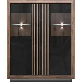 Forte Highboard Savona 133 x 161,8 x 42,3 cm Schwarz / Braun