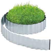 Relaxdays Rasenkante 15m, aus Metall, verzinkt, flexibel, Umrandung f. Beet oder Rasen, 16cm hoch, Silber