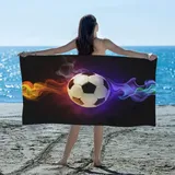 KATATI Fußball Strandtuch Groß 100x200 cm, Weich Schnell Trocknen Microfaser Handtücher, 3D Strandhandtuch Fußball Badetuch Strandlaken Handtuch, Herren Frauen Badetücher