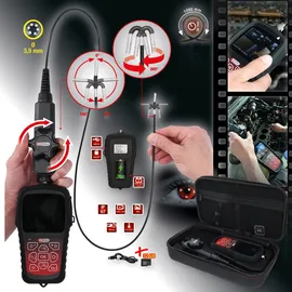 KS Tools Endoskop HD-Videoskop-Satz Ø 3,9 mm 180° und 0° mit Frontkamera-Sonde, flexible PVC Hülle, 3-tlg