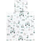 TupTam Unisex Baby Wiegenset 4-teilig Bettwäsche-Set: Bettdecke und Kopfkissen mit Bezug, Farbe: Zoo Grün, Größe: 80x80 cm