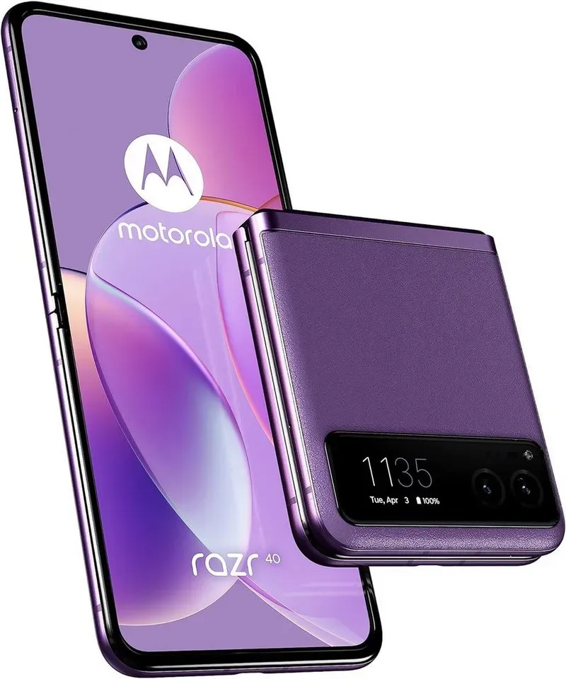 Motorola Razr 40 Smartphone (17,53 cm/6.9 Zoll, 256 GB Speicherplatz, AMOLED, Spitzenhelligkeit: 1000 Nits, 120 Hz) lila