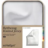 schlafgut Knitted Jersey Bettwäsche 135x200cm Bettdecke Bezug einzeln, Multicolor Uni, weich und faltenfrei mit Elasthan (Full-White, 135-14x200)