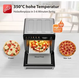 TURBO TRONIC TurboTronic Multi-Smart-Ofen - 16in1 Heißluftofen & Heißluftfritteuse 2200W Power 34L bis 0,5kg Pommes Mini-Backofen mit Dörrfunktion 40-350°C ...