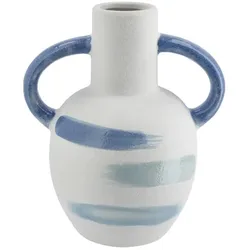 Vase , blau , Steingut , Maße (cm): H: 15  Ø: 12.5