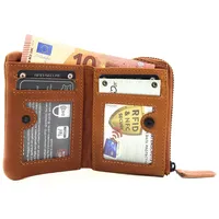 lemasi echt Leder Mini Geldbörse Portemonnaie Vintage gewachstes Rindleder mit RFID Schutz (Cognacbraun)