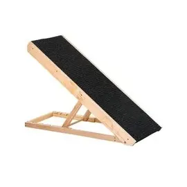 PawHut Haustierrampe verstellbar Schwarz/Naturholz 90 x 40 x 61 cm