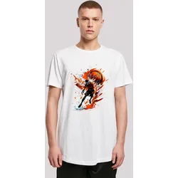 T-Shirt F4NT4STIC "Basketball Splash Sport LONG", Herren, Gr. 3XL, weiß, Obermaterial: 100% Baumwolle, casual, regular fit, Rundhals, Kurzarm ohne Bündchen, Shirts, Print