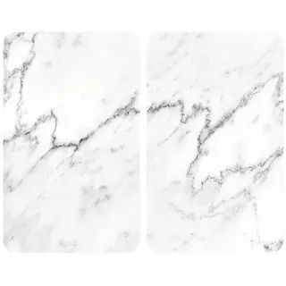WENKO Schneide- und Abdeckplatte 2x XL Universal Herdabdeckplatte Herdplatte Schneidebrett, Glas, (2 tlg), Marmor Optik je 40 cm x 52 cm für alle Herdarten