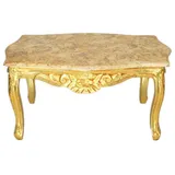 Casa Padrino Barock Couchtisch Gold mit Marmorplatte in Creme - Möbel Wohnzimmer Tisch Antik Stil