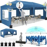 COBIZI Pavillon 3x6m, Faltpavillon 3x6 Wasserdicht Stabil mit 6 Seitenteilen, Zentralverriegelungsstruktu, Pop Up Pavillon Partyzelt Gartenpavillon für Party, Festival, Hochzeit, Anti-UV, Blau