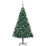 vidaXL Künstlicher Weihnachtsbaum mit LEDs & Kugeln Grün 210 cm PVC Modell 6