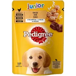 PEDIGREE Junior Beutel 100g: Nassfutter für Welpen mit Hühnerfleischstücken in Gelee