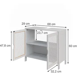 Vicco Waschbeckenunterschrank, Liora, 68 x 60 cm mit 2 Türen zur Aufbewahrung von Badutensilien und Handtüchern