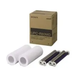 Videoprintpapier, UPC R80MD, Pck=2 Papierrollen a 50 Blatt + 2 Farbbänder