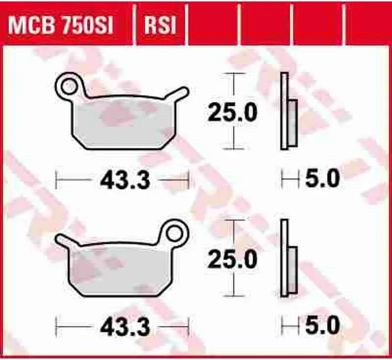 MCB750SI Bremsbelag KTM 65 SX Husqvarna SM CR 50 Polini 50 X1 X3 Polini 65 X5