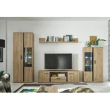 HBZ Mid.you Wohnwand Eiche 340x196x40 cm schwarz (1107027101)