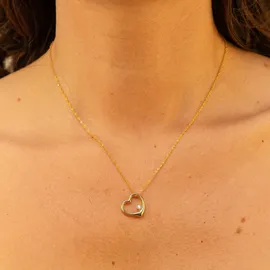 Fascination by Ellen K. Kette mit Anhänger Herz Motiv Zirkonia weiß Gelb Gold