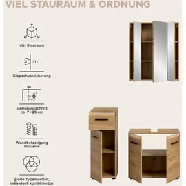 Möbel Boss Badezimmer-Set Ice 3-tlg. Braun/Eiche