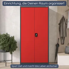 Jan Nowak Mehrzweckschrank 185 x 90 x 45 cm Anthrazit-Rot