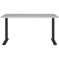 Schreibtisch GERMANIA "Lemont", braun (kaschmir, schwarz, kaschmir), B:140cm H:68cm T:80cm, Tische, Mechanisch höhenverstellbarer Schreibtisch