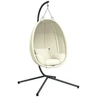 VidaXL Hängesessel Ei-Design mit Ständer Beige Stoff und Stahl