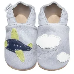HOBEA Krabbelschuhe Flugzeug grau, 18/19