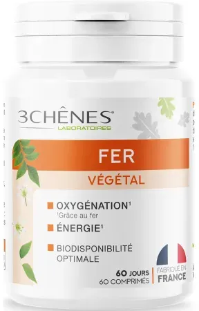 3 Chênes Pflanzliches Eisen 60 Tabletten