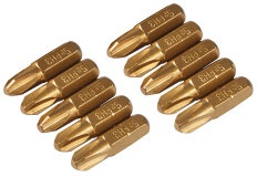 10 x Schraubendreher Gold Bits Phillips PH 3