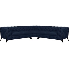 Leonique Chesterfield-Sofa »Amaury L-Form«, Chesterfield-Optik, Breite/Tiefe je 262 cm, Fußfarbe wählbar blau