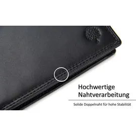 Frentree Frentree® Herren Geldbörse aus weichem Nappa Leder mit RFID Schutz, 12 Kartenfächer, Querformat, Schwarz