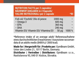 GymBeam Omega 3 + Vitamin D3 Kapseln 90 St.