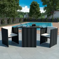 DKD HOME DECOR Bistro-Set 3-tlg. schwarz 46067