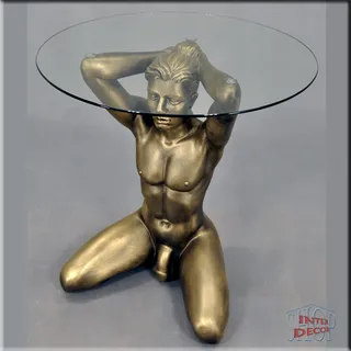 Beistelltisch Glas Glastisch Design Erotik Mann Modern Telefontisch Couchtisch