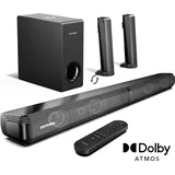 ULTIMEA 4.1ch Dolby Atmos Soundbar mit Subwoofer, 2-in-1 Bluetooth 5.3 abnehmbares Design Soundbar für TV, 280W, HDMI eARC, 3 EQ-Modi Apollo S60 S... - Schwarz