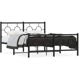 vidaXL Bettgestell mit Kopf- und Fußteil Metall Schwarz 140x200 cm
