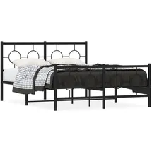 vidaXL Bettgestell mit Kopf- und Fußteil Metall Schwarz 140x200 cm