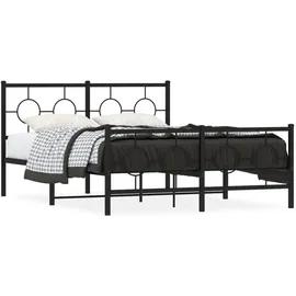 vidaXL Bettgestell mit Kopf- und Fußteil Metall Schwarz 140x200 cm