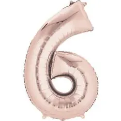 Folienballon Zahl 6 rose gold Amscan 9906281 88x60cm