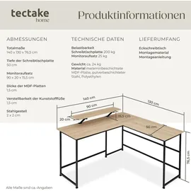 Tectake Eckschreibtisch Melrose Eiche / Braun