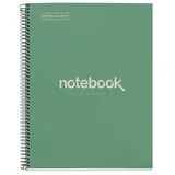 Miquelrius - A4 Recycling-Notizbuch, 80 Blatt 80 g/m2, 5x5 mm kariert, Notizbuch aus Recyclingpapier (Post-Consumer-Recycling), 1 Farbstreifen, 4-fach gelocht, Recycling-Umschlag, ECO Minze